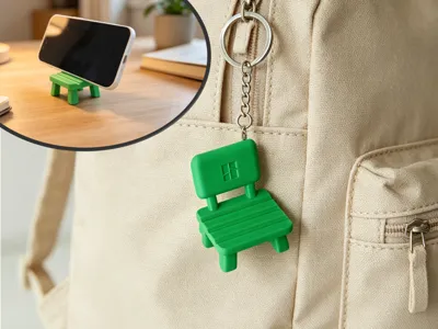 Bambu Mini Stool Phone Stand & Keychain Pendant