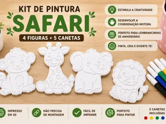 Cute Safari Animals Coloring Kit 3D