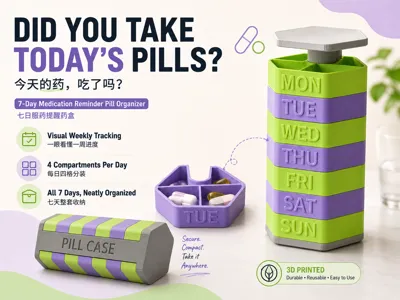 Modular Seven-Day Reminder Pill Box | Four Compartments Per Day