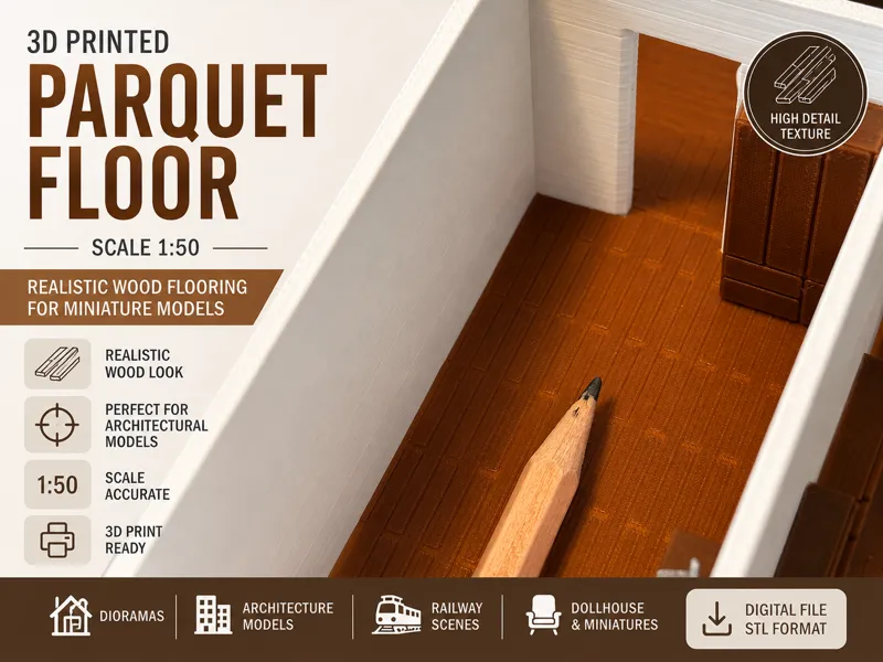 Miniature Parquet Floor Texture | 1:50 Scale