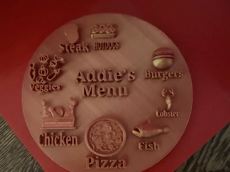Kids Pretend Play Food Menu
