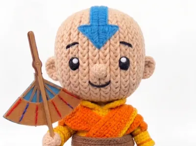 Avatar Aang crochet with base and without base