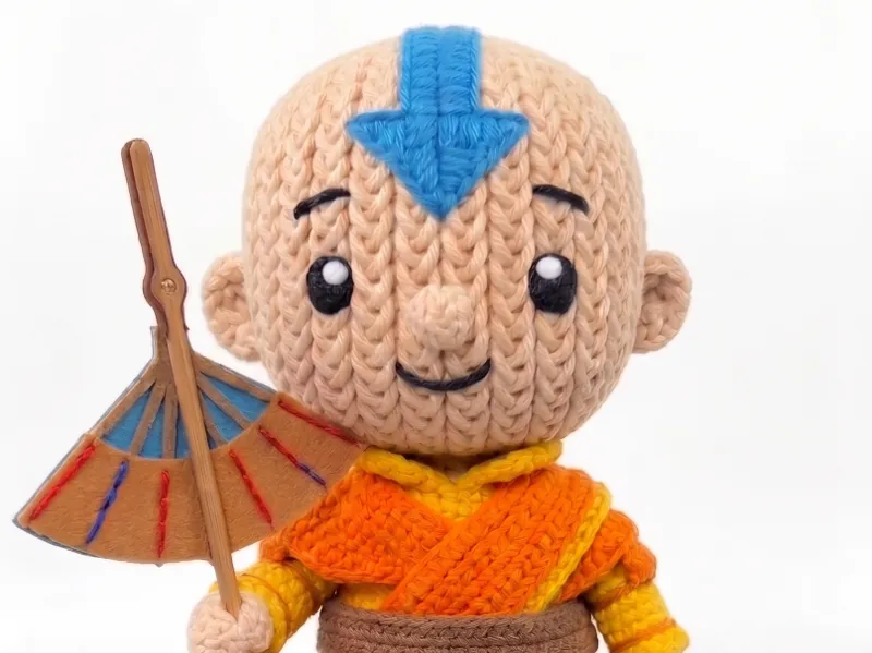 Avatar Aang croche com base e sem base