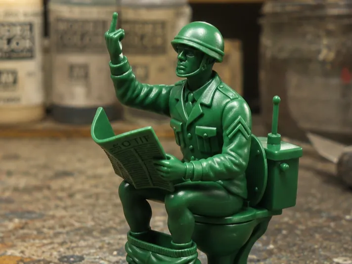 pooping soldier