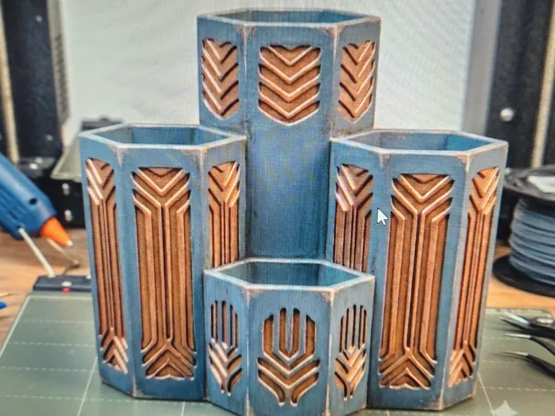 Art Deco Hexagonal Desk Organizer