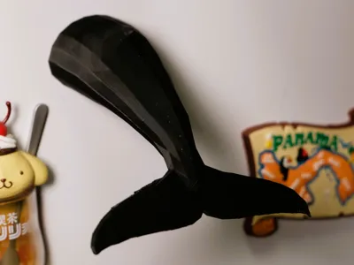 Whale tail magnetic fridge magnet ornament no supports