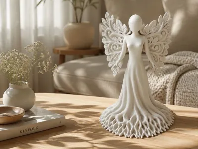 Nature-Inspired Guardian Angel Statue