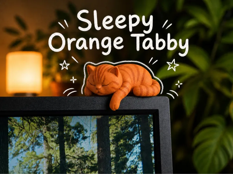 Sleeping Orange Tabby Monitor Ornament