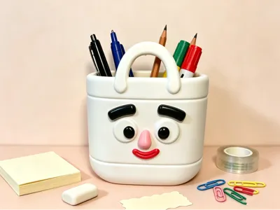 Cartoon Smiling Face Portable Storage Box for Stationery and Sundries