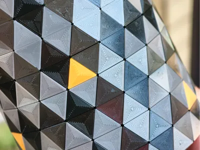 Triangular block mosaic flower pot