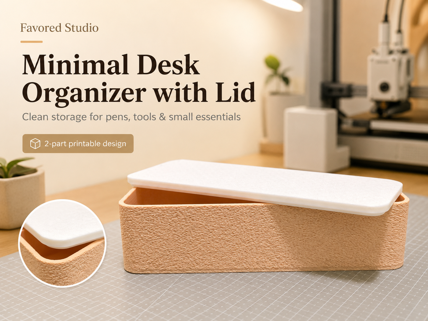Minimalist Pen Organizer with Lid