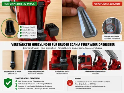 Hydraulic Cylinder for Bruder Scania Fire Department Ladder Truck