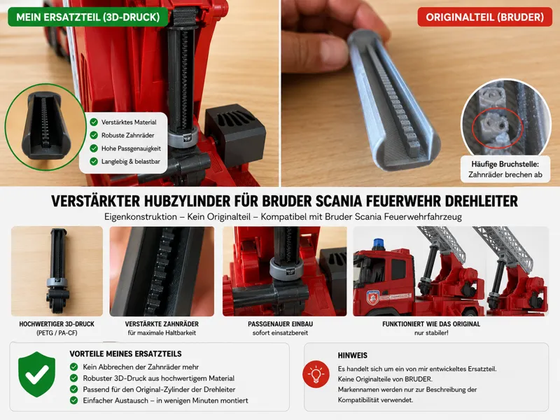 Hubzylinder für Bruder Scania Feuerwehr Drehleiter