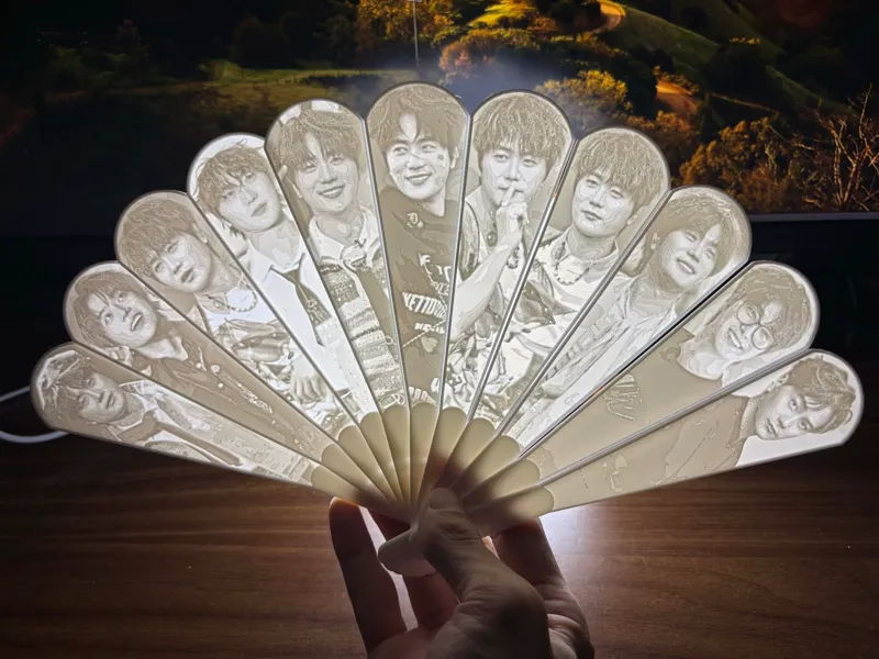 陆虎 歌手人物浮雕扇