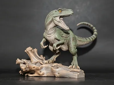 Velociraptor Blue standing on a dead tree (Jurassic World Blue)