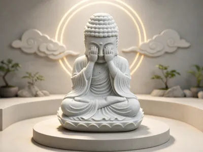 Marble See No Evil Buddha Statue Tathagata Buddha Ornament Figure Model