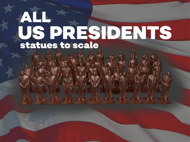 All 47 US Presidents Statues to Scale