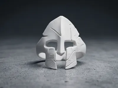 Battle-damaged Spartan Helmet Ring