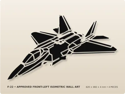 F-22 Raptor Isometric Wall Art – 4 Pieces