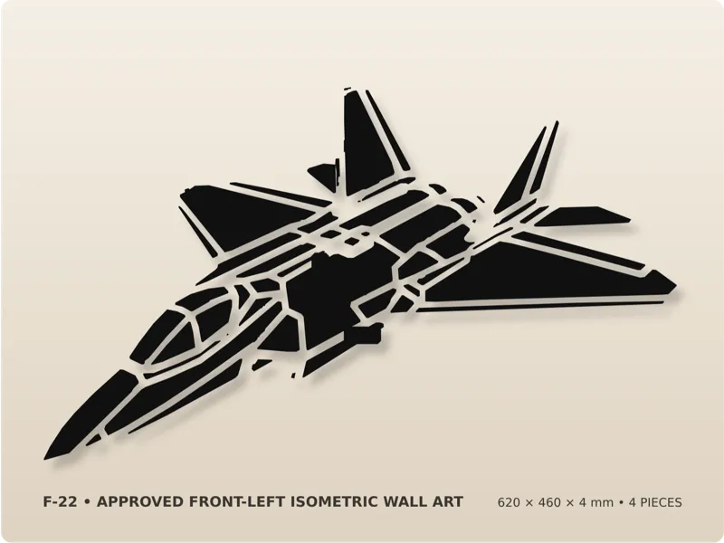 F-22 Raptor Isometric Wall Art – 4 Pieces