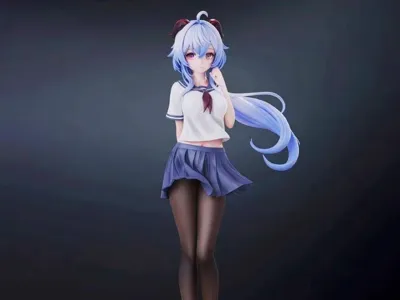 Genshin Impact School Uniform Ganyu 3D Printed Figure | School Life of the Half-Adeptus Beast