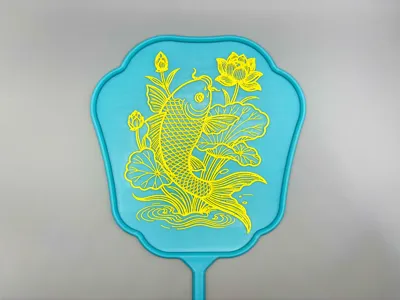Abundance Year After Year Cloisonné Enamel Round Fan