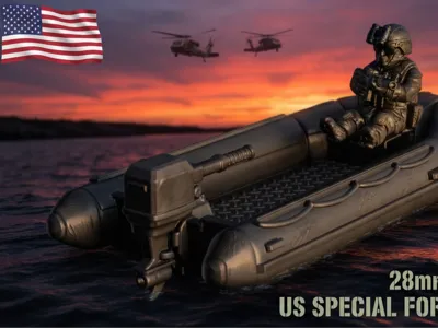 US Navy SEALs Zodiac Assault Boat - 28mm Wargaming