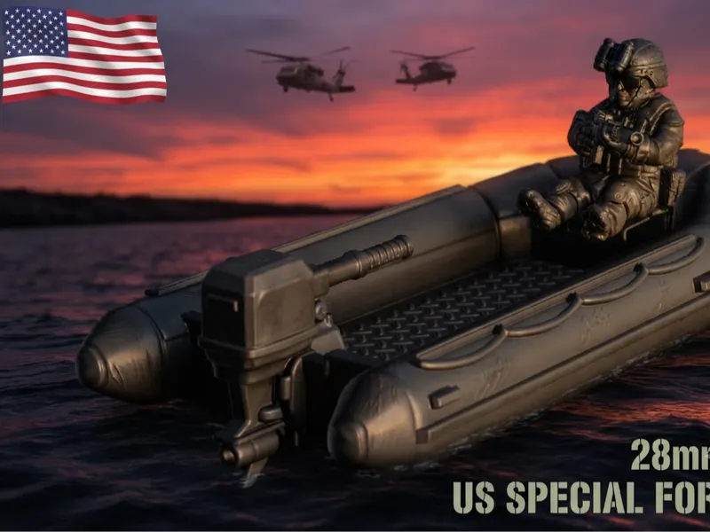 US Navy SEALs Zodiac Assault Boat - 28mm Wargaming