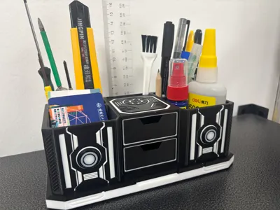 Mecha-style Desktop Drawer Storage Pen Holder
