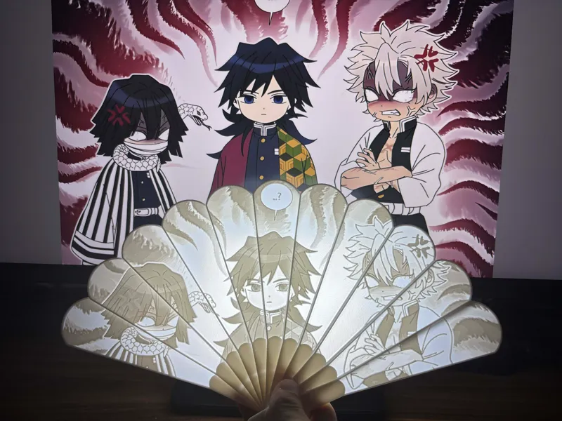 鬼灭之刃 3 动漫人物浮雕扇