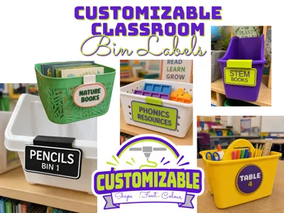 Customizable Classroom Bin Labels | Parametric