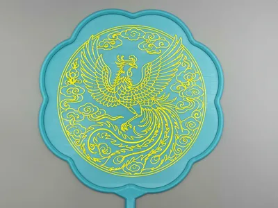 Phoenix pattern filigree round fan