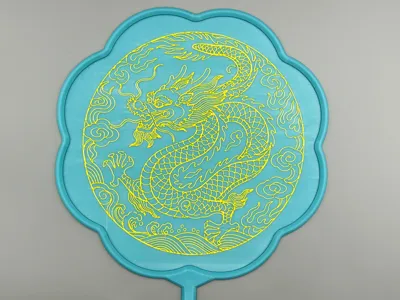 Dragon filigree round fan