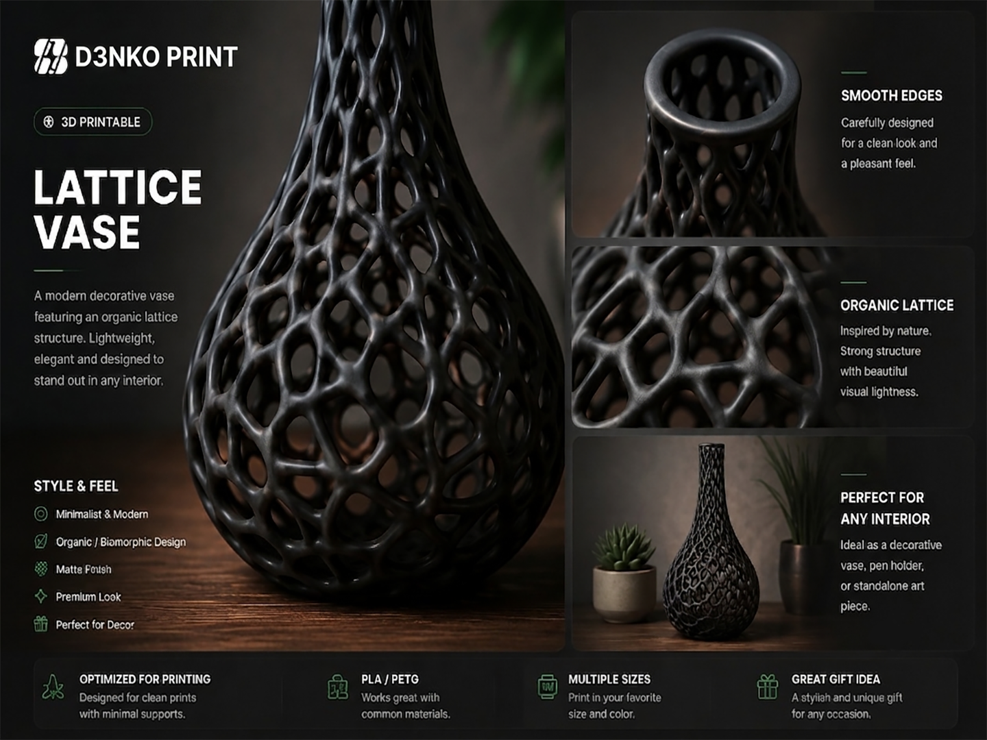 Organic Lattice Vase — Elegant & Modern Decor