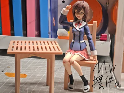1:12 Scale Miniature Square Table and Chair Set - Mecha Girl Compatible