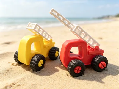 Beach Engineering Vehicle Series Part 6 - Ladder Fire Truck, a toddler's dream car