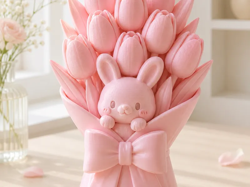 小兔子郁金香花束