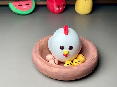 Mother Hen's family, the entire chicken family, chirping chicks, blank model, hand-painted with acrylic markers