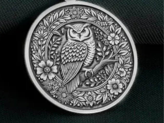 Intricate owl coin