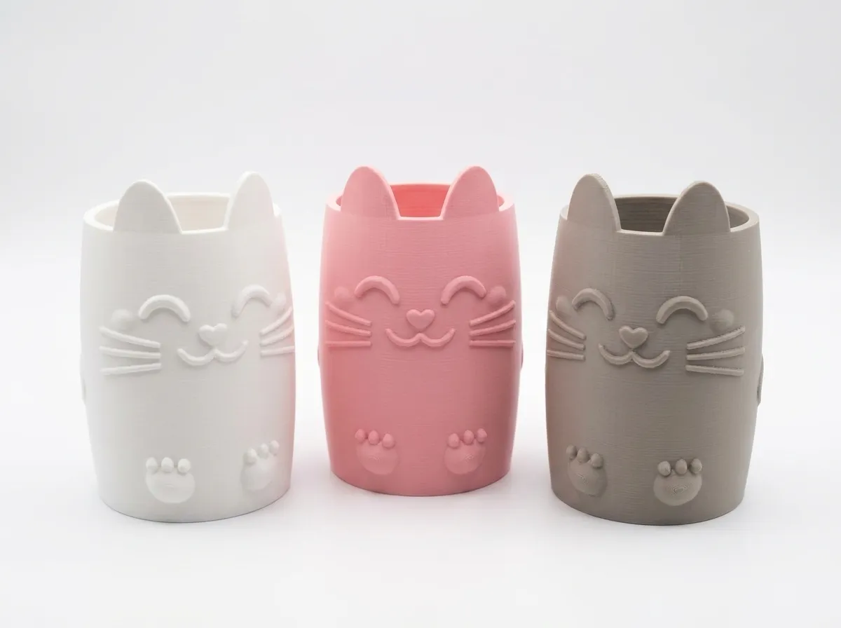 Chonky Cat Pen Holder — Ears, Paws & Curly Tail view 2