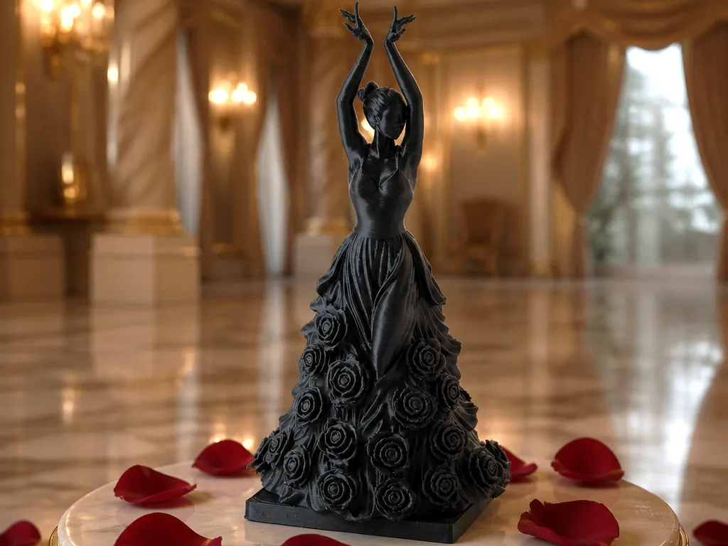 Rose Dancer Sculpture - Gothic Floral Art - Free 3D Print Model ...