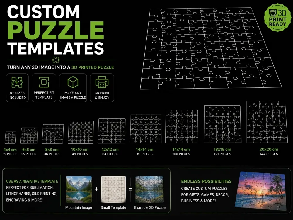 DIY Puzzle Template Negatives - Free 3D Print Model - MakerWorld