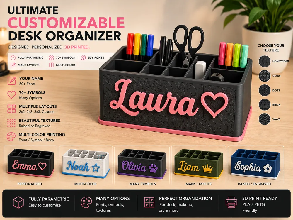 Organizador: Ultimate Customizable Desk Organizer – 70+ Symbols. Referencia del modelo original.