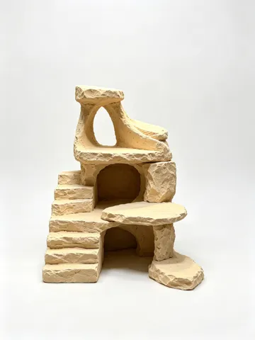 Modelo para impresión 3D: 树桩造型 爬宠小屋 躲避屋 爬缸造景 鱼缸造景 (放水里避免漂浮密度建议100%或打孔灌水) — vista de referencia 5