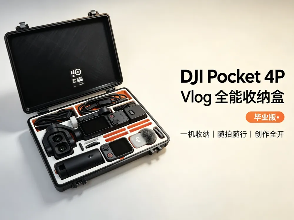 Modelo para impresión 3D: 大疆Pocket 4P Vlog 全能收纳盒・毕业版. Referencia del modelo original.