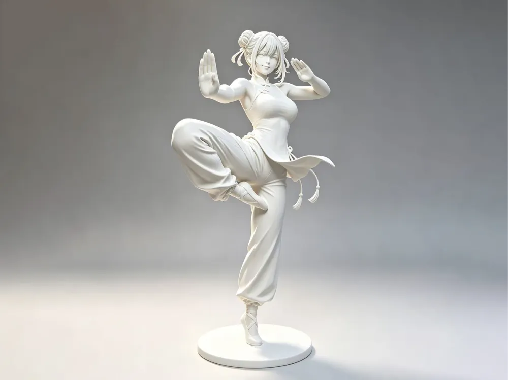 Modelo para impresión 3D: 国风格斗少女 功夫武术 模型摆件 高精细 倒置打印. Referencia del modelo original.