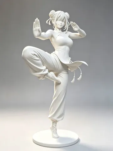 Modelo para impresión 3D: 国风格斗少女 功夫武术 模型摆件 高精细 倒置打印 — vista de referencia 2