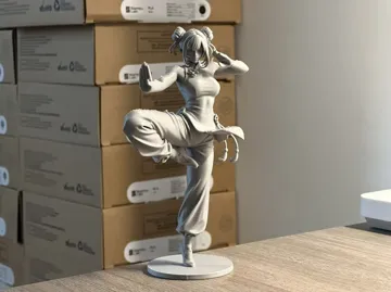 Modelo para impresión 3D: 国风格斗少女 功夫武术 模型摆件 高精细 倒置打印 — vista de referencia 3
