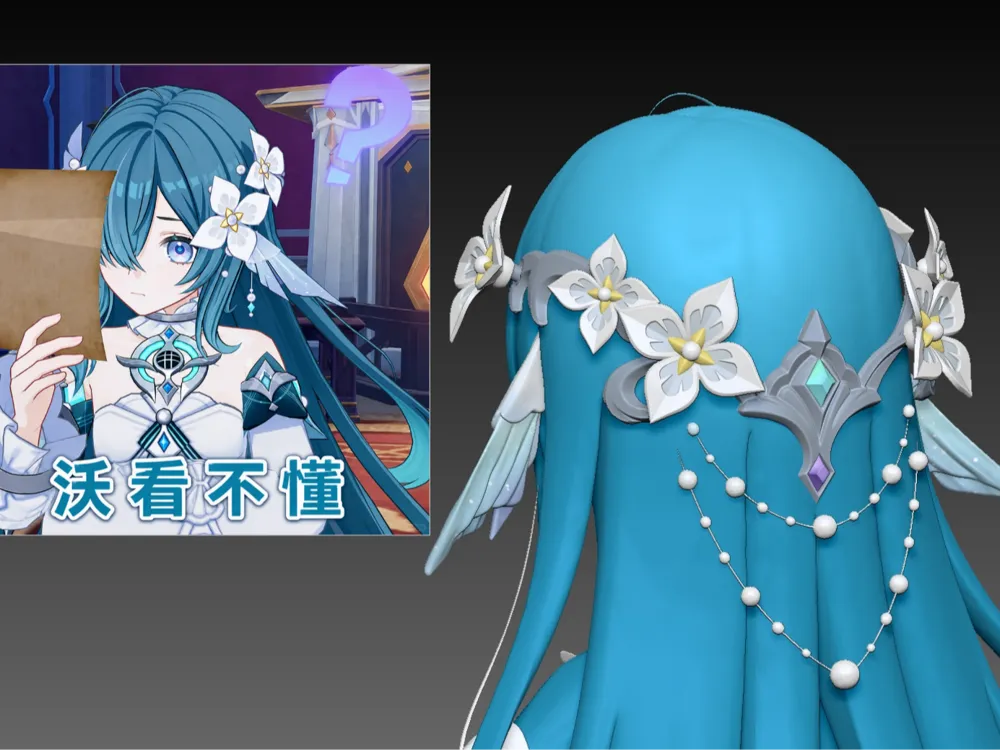 Modelo para impresión 3D: 原神 沃雅妮莎的头饰. Referencia del modelo original.