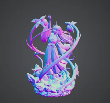Modelo para impresión 3D: 犬夜叉-桔梗 — vista de referencia 3